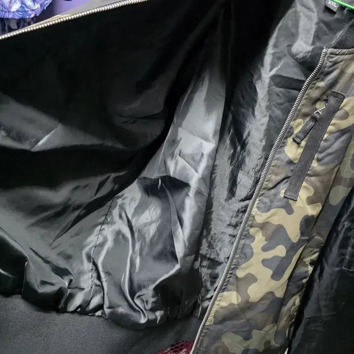 [BUNJANG] VinPalace Camo Black Bomber Jacket XXL / 카모 블랙 배색 봄버 자켓 XXL