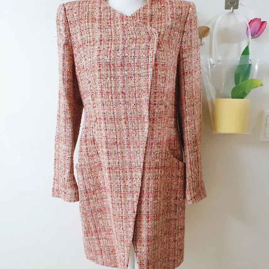 [BUNJANG] Minimum Tweed Coat (Size 66) - Pink / 미니멈 트위드코트 66 핑크