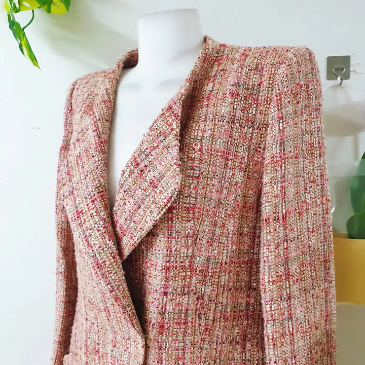 [BUNJANG] Minimum Tweed Coat (Size 66) - Pink / 미니멈 트위드코트 66 핑크