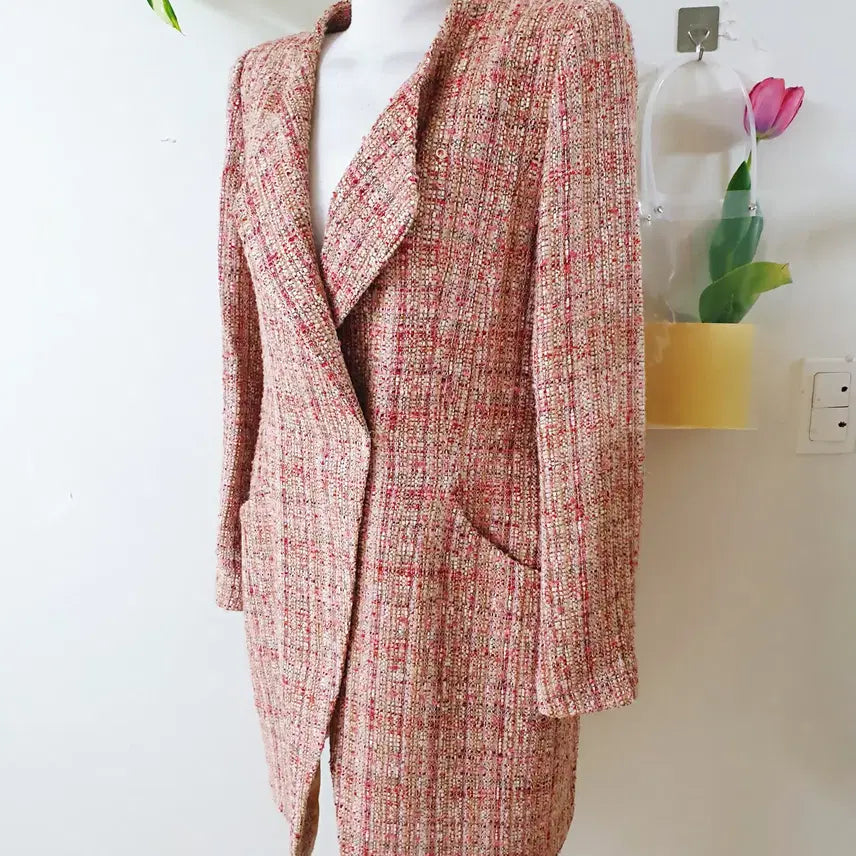 [BUNJANG] Minimum Tweed Coat (Size 66) - Pink / 미니멈 트위드코트 66 핑크