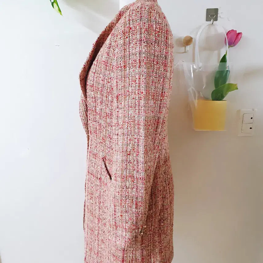 [BUNJANG] Minimum Tweed Coat (Size 66) - Pink / 미니멈 트위드코트 66 핑크
