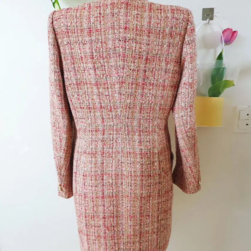 [BUNJANG] Minimum Tweed Coat (Size 66) - Pink / 미니멈 트위드코트 66 핑크