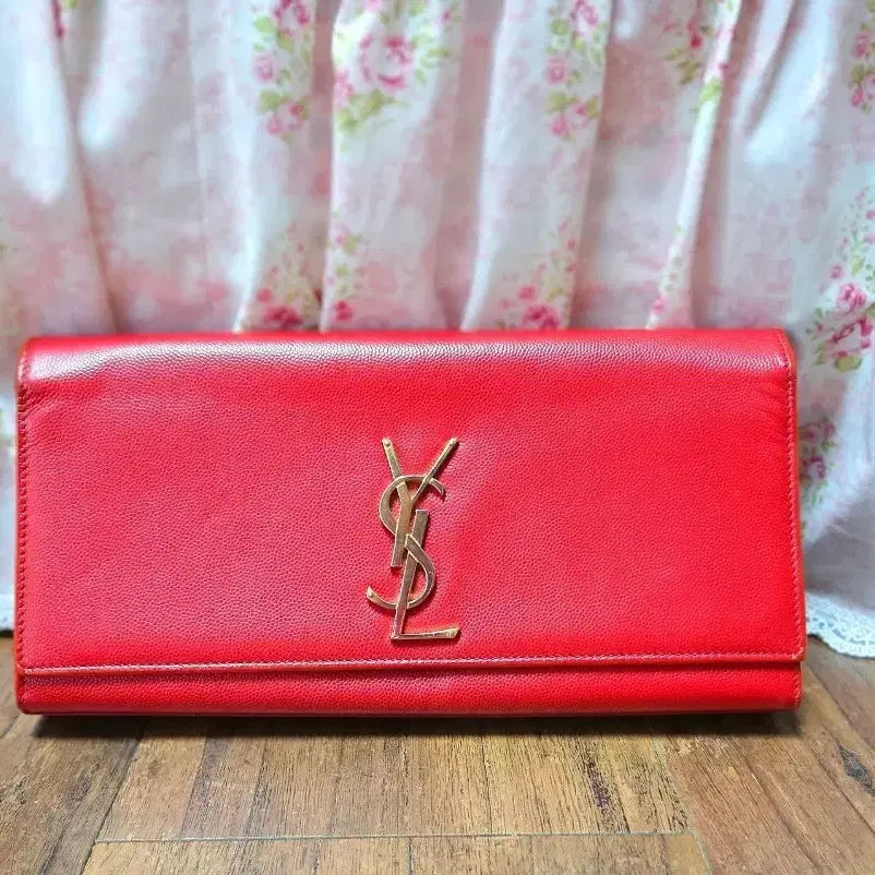 [BUNJANG] Yves Saint Laurent Red Clutch Wallet / 정품 입생로랑 레드 장지갑 클러치