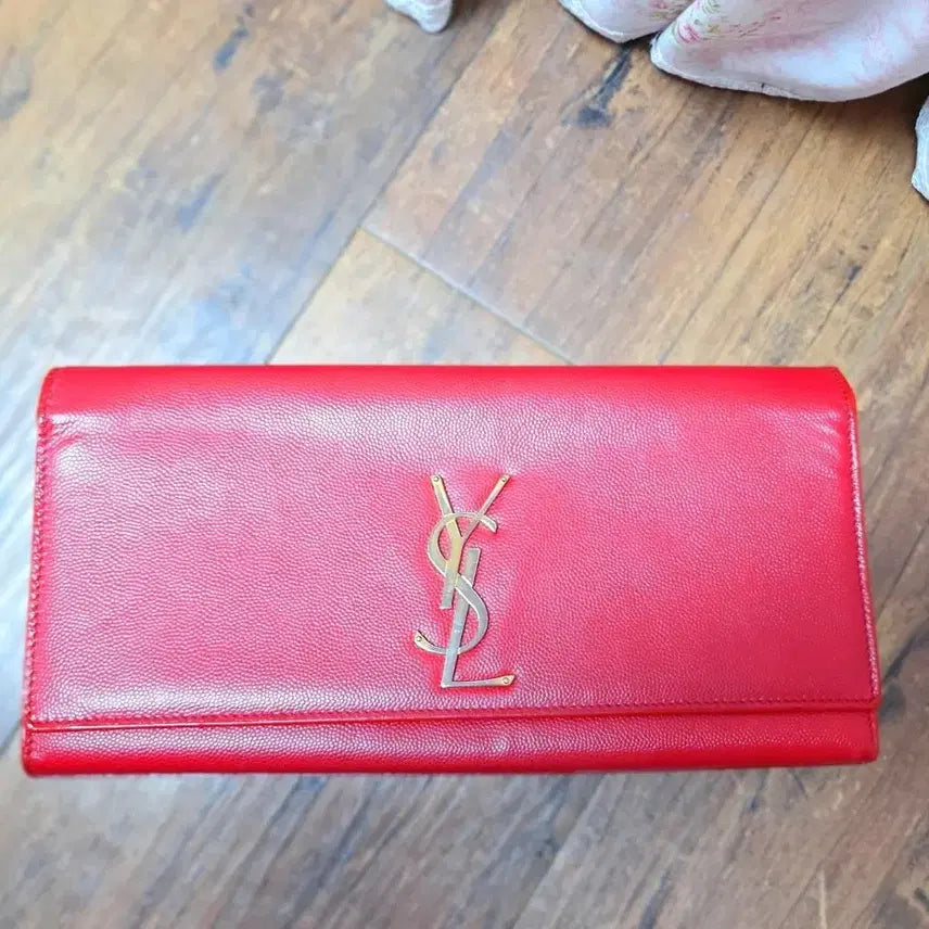 [BUNJANG] Yves Saint Laurent Red Clutch Wallet / 정품 입생로랑 레드 장지갑 클러치