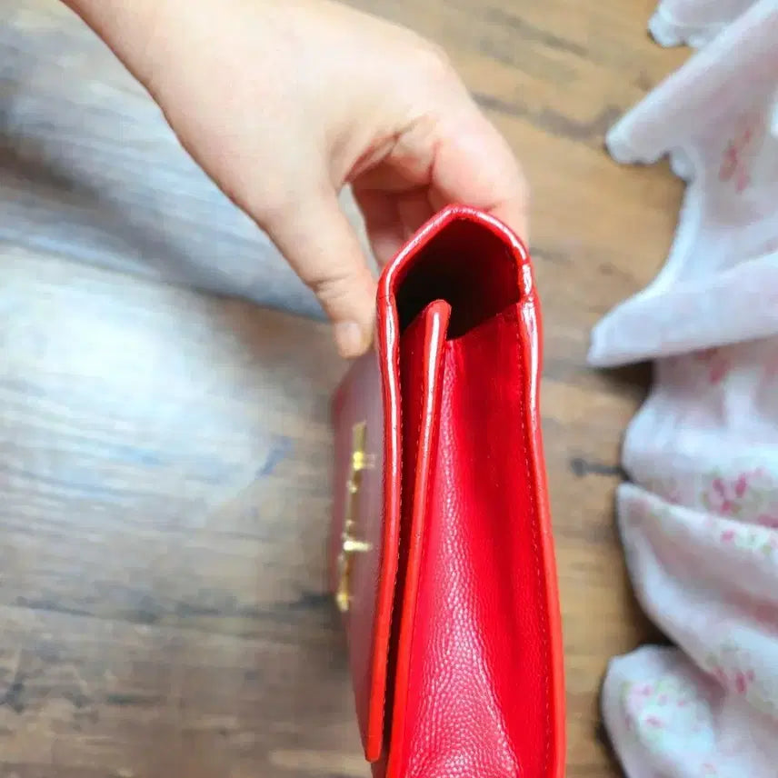 [BUNJANG] Yves Saint Laurent Red Clutch Wallet / 정품 입생로랑 레드 장지갑 클러치