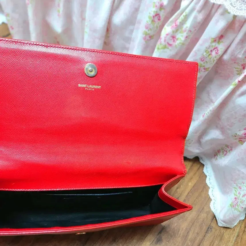 [BUNJANG] Yves Saint Laurent Red Clutch Wallet / 정품 입생로랑 레드 장지갑 클러치