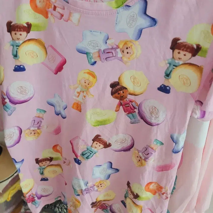 [BUNJANG] Polly Pocket Pink Short Sleeve T-shirt / 폴리포켓 핑크 반팔 티셔츠