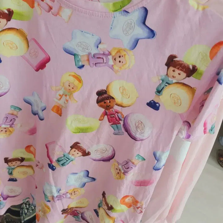 [BUNJANG] Polly Pocket Pink Short Sleeve T-shirt / 폴리포켓 핑크 반팔 티셔츠