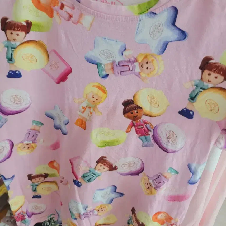 [BUNJANG] Polly Pocket Pink Short Sleeve T-shirt / 폴리포켓 핑크 반팔 티셔츠