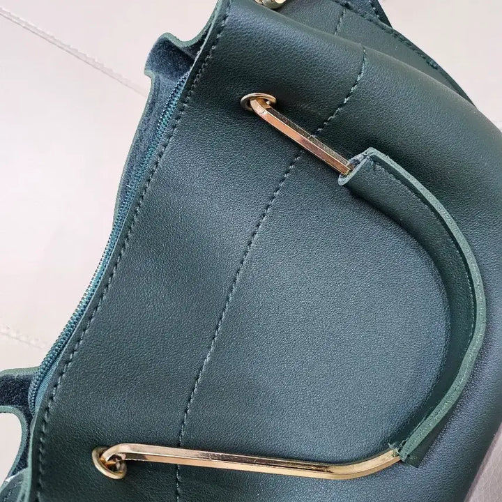 [BUNJANG] Dark Green Bucket Bag Tote Shoulder Bag / 다크 그린 버킷백 토트백 숄더백
