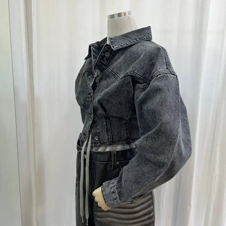 [BUNJANG] Cropped Denim Jacket / 크롭청자켓 데님자켓 청자켓 핀턱자켓 슬림핏자켓 캐주얼자켓