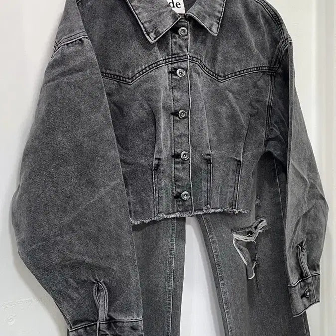 [BUNJANG] Cropped Denim Jacket / 크롭청자켓 데님자켓 청자켓 핀턱자켓 슬림핏자켓 캐주얼자켓