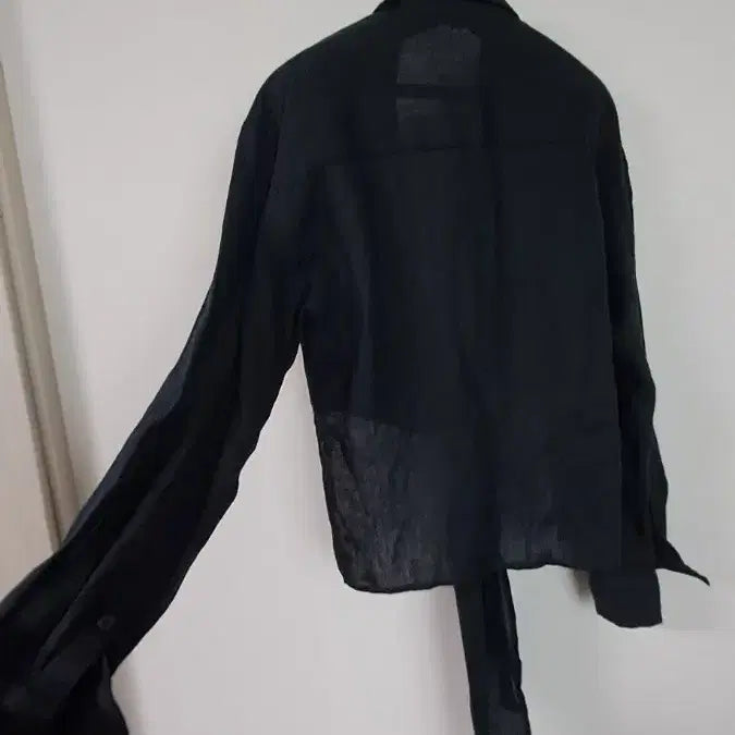 [BUNJANG] Zara Linen Knot Shirt M / 자라 블랙 매듭 린넨 셔츠 M