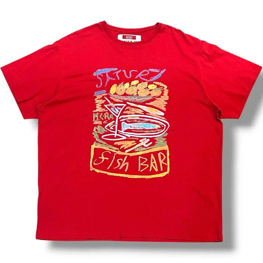 [BUNJANG] SATUR 105 Fish Bar Graphic T-shirt / SATUR 105 레드 fish bar 반팔티셔츠