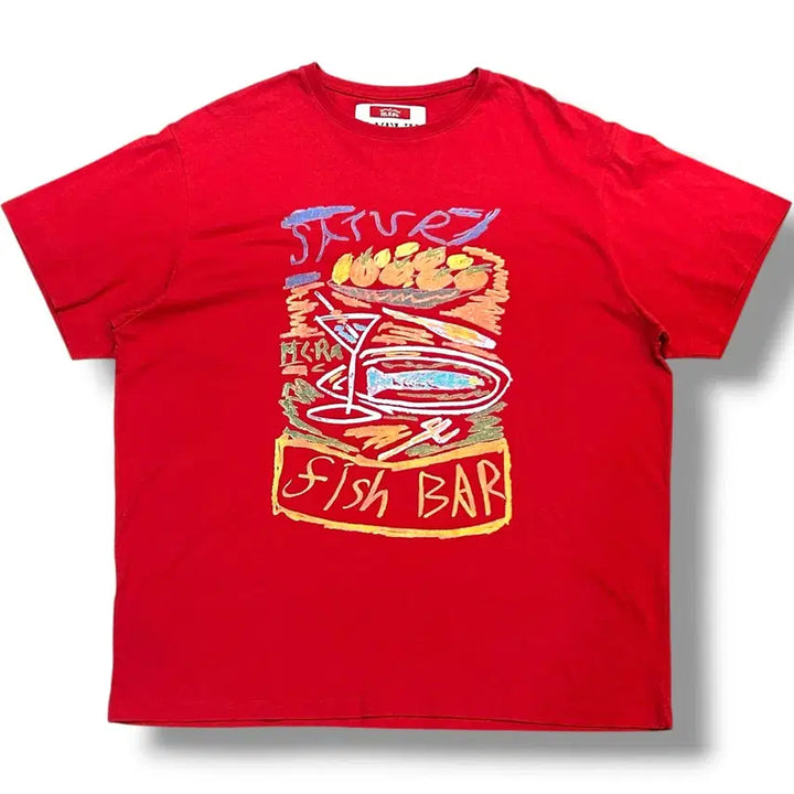 [BUNJANG] SATUR 105 Fish Bar Graphic T-shirt / SATUR 105 레드 fish bar 반팔티셔츠