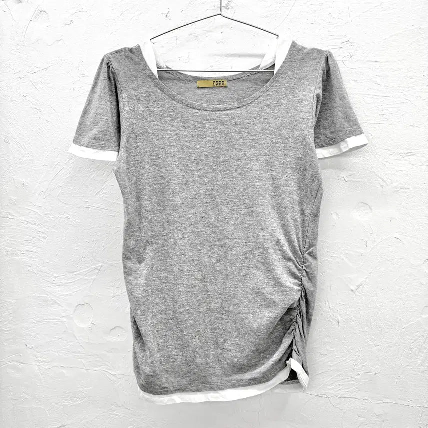 [BUNJANG] Laru Layered Shirring T-shirt / laru 레이어드 셔링 티셔츠