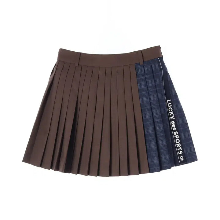 [BUNJANG] LUCKY CHOUETTE Mini Skirt - Brown/Navy Check / 럭키슈에뜨 스포츠 라인 미니스커트 38