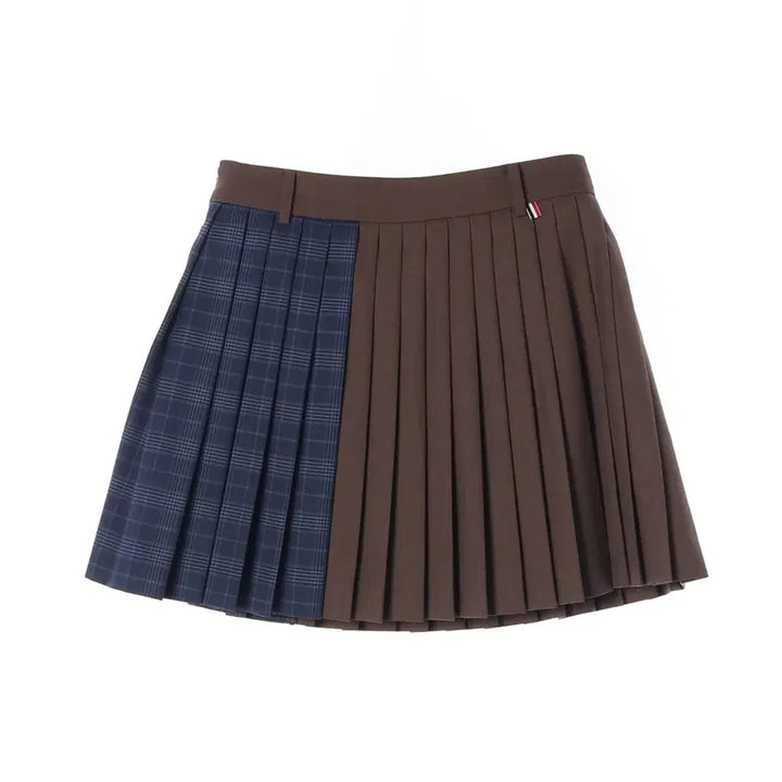 [BUNJANG] LUCKY CHOUETTE Mini Skirt - Brown/Navy Check / 럭키슈에뜨 스포츠 라인 미니스커트 38