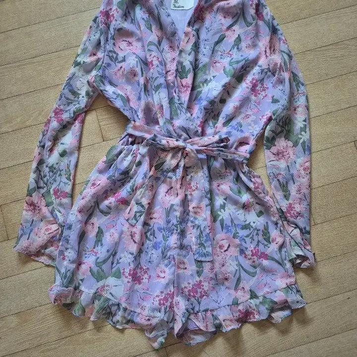 [BUNJANG] Lavender Floral Print Jumpsuit / 라벤더 플라워 점프수트