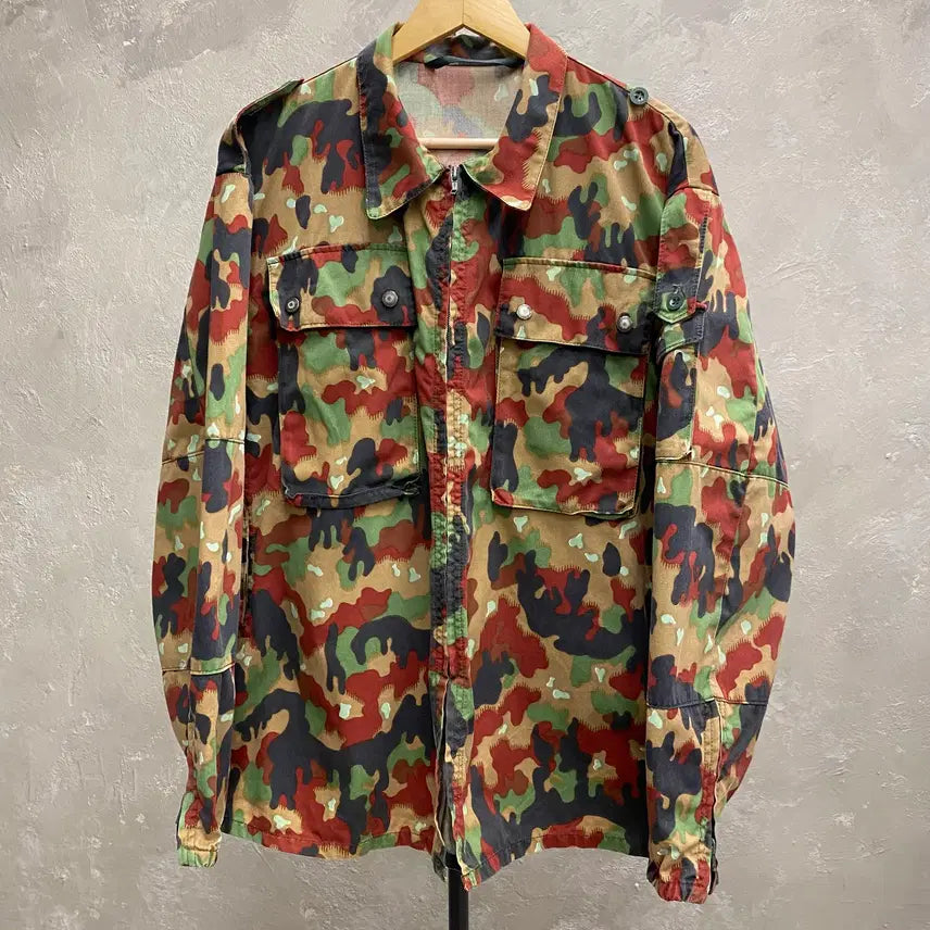 [BUNJANG] Swiss Military M83 Camouflage Field Jacket / [L-XL] 80s 스위스 밀리터리 M83 카모플라쥬 자켓