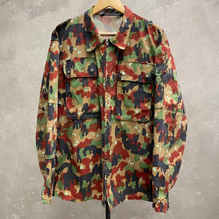 [BUNJANG] Swiss Military M83 Camouflage Field Jacket / [L-XL] 80s 스위스 밀리터리 M83 카모플라쥬 자켓