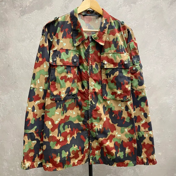 [BUNJANG] Swiss Military M83 Camouflage Field Jacket / [L-XL] 80s 스위스 밀리터리 M83 카모플라쥬 자켓