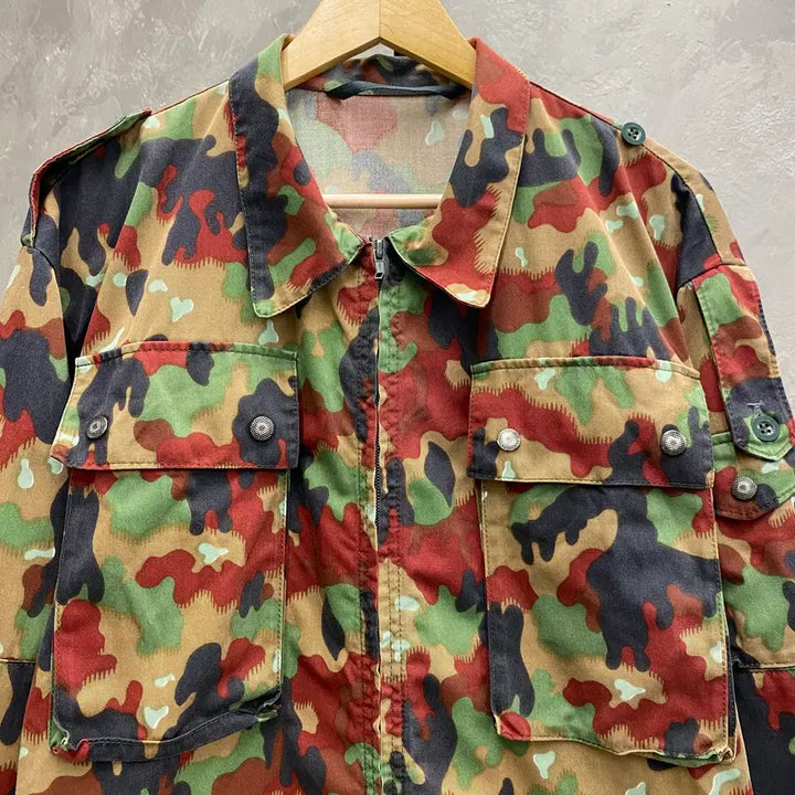 [BUNJANG] Swiss Military M83 Camouflage Field Jacket / [L-XL] 80s 스위스 밀리터리 M83 카모플라쥬 자켓