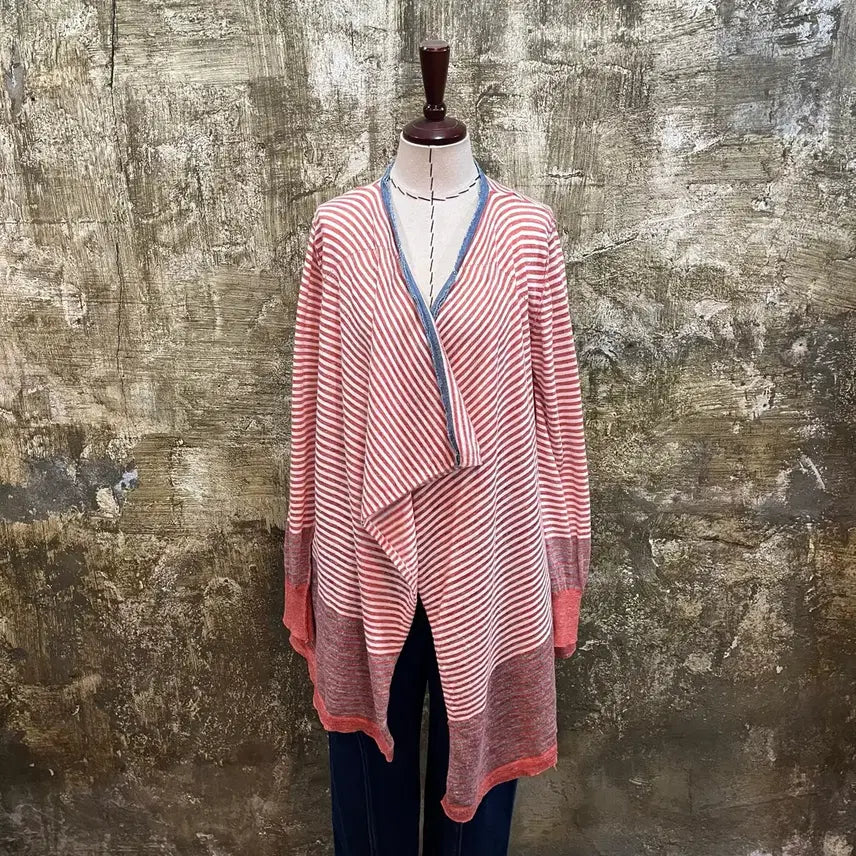 [BUNJANG] Diesel Trimmed Linen Cardigan - Vintage / 디젤 diesel 트리밍 버튼리스 린넨 가디건 일본 빈티지