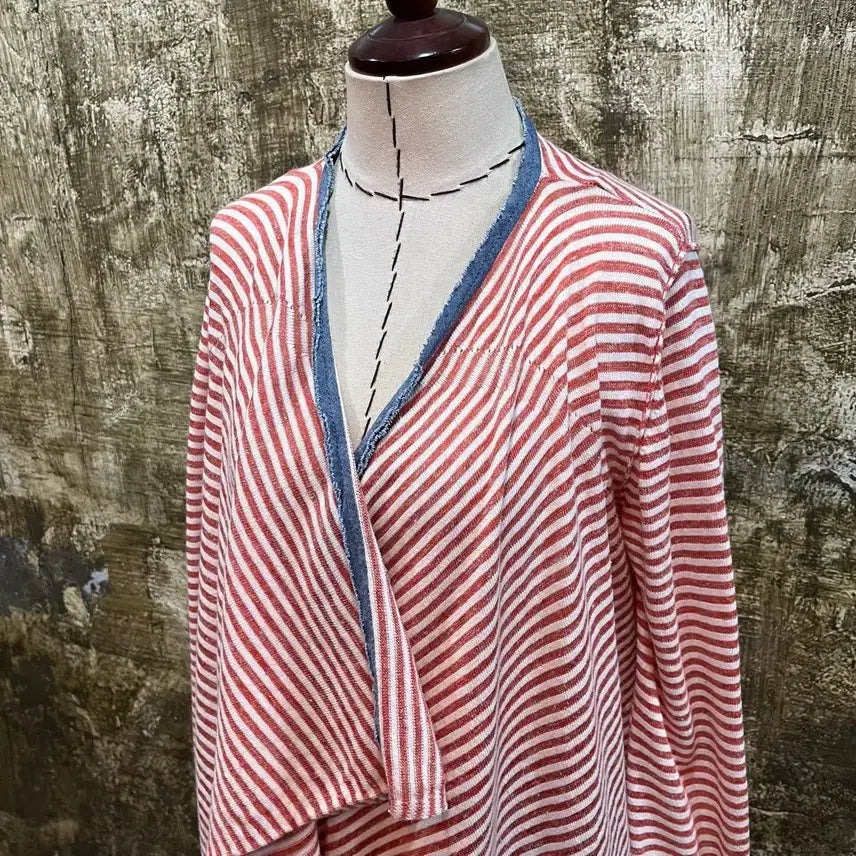 [BUNJANG] Diesel Trimmed Linen Cardigan - Vintage / 디젤 diesel 트리밍 버튼리스 린넨 가디건 일본 빈티지