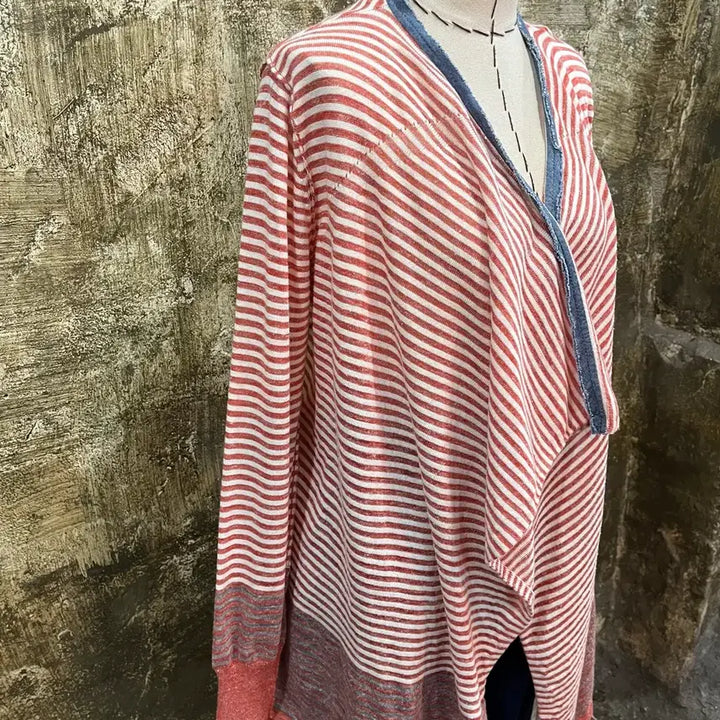 [BUNJANG] Diesel Trimmed Linen Cardigan - Vintage / 디젤 diesel 트리밍 버튼리스 린넨 가디건 일본 빈티지