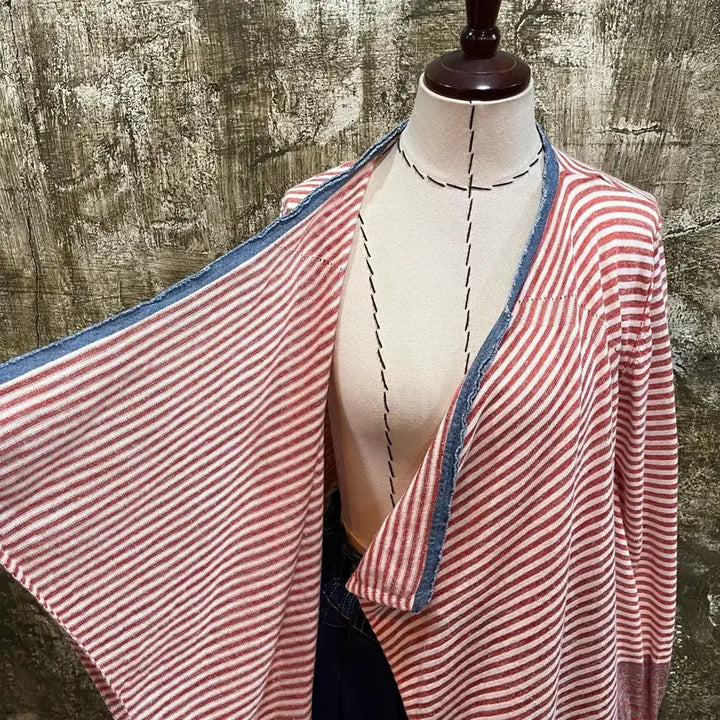 [BUNJANG] Diesel Trimmed Linen Cardigan - Vintage / 디젤 diesel 트리밍 버튼리스 린넨 가디건 일본 빈티지
