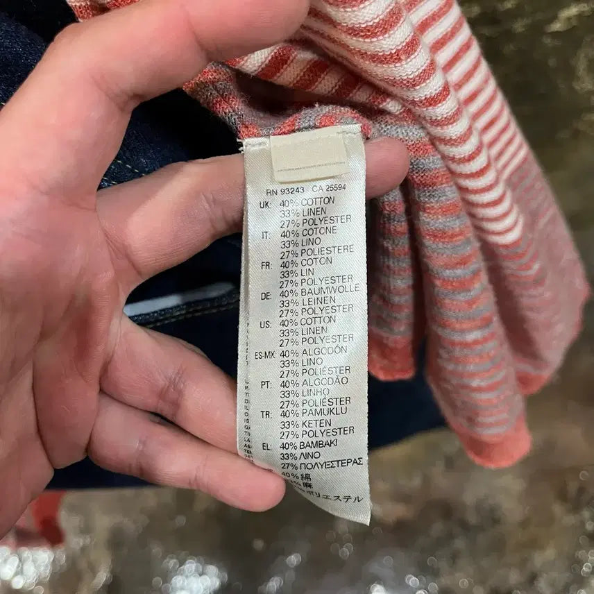[BUNJANG] Diesel Trimmed Linen Cardigan - Vintage / 디젤 diesel 트리밍 버튼리스 린넨 가디건 일본 빈티지