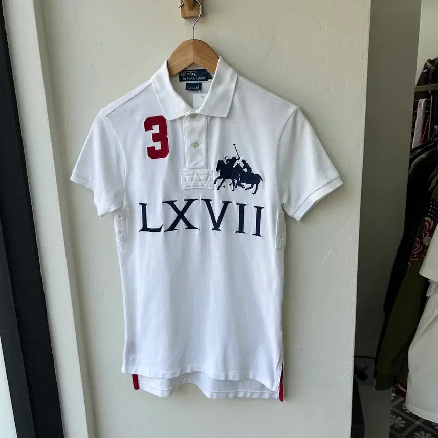 [BUNJANG] Polo Ralph Lauren White Big Pony Rugby Shirt / 폴로 랄프로렌 화이트 빅포니 반팔 럭비티 카라티