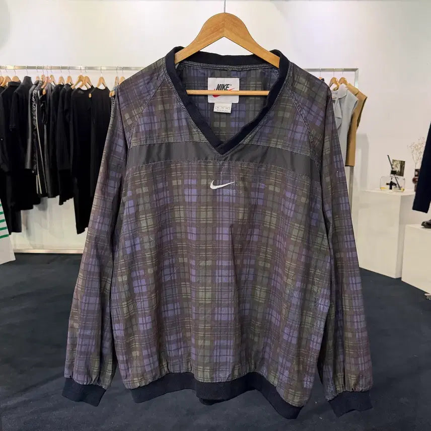 [BUNJANG] Nike 90s Old School Check Windbreaker Jacket / [택포] [XL] 90s 나이키 올드스쿨 체크 웜업 바람막이