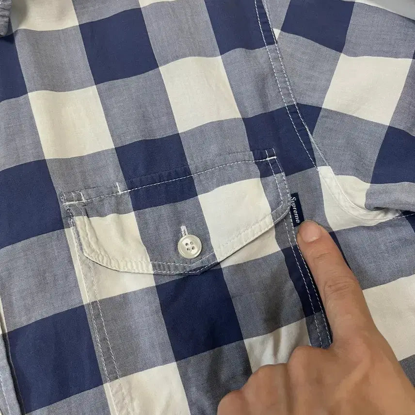 [SOLD OUT] 슈프림 체크 플레이드 셔츠 네이비 / M