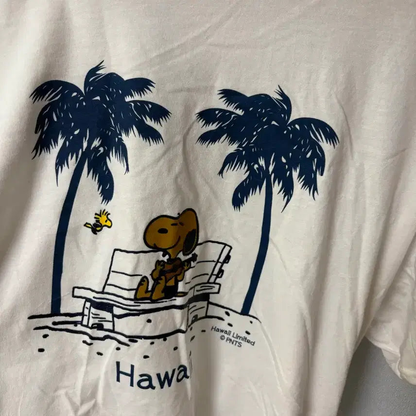 [BUNJANG] Snoopy Hawaiian Tanning Short Sleeve T-shirt / 스누피 정품 하와이안 태닝 반팔 티셔츠 모리걸 일본 빈티지