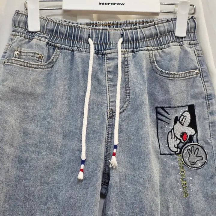 [BUNJANG] Character Printed Denim Pants L (25-28) / 캐릭터 여성프린팅 데님 팬츠 청바지L(25~28)