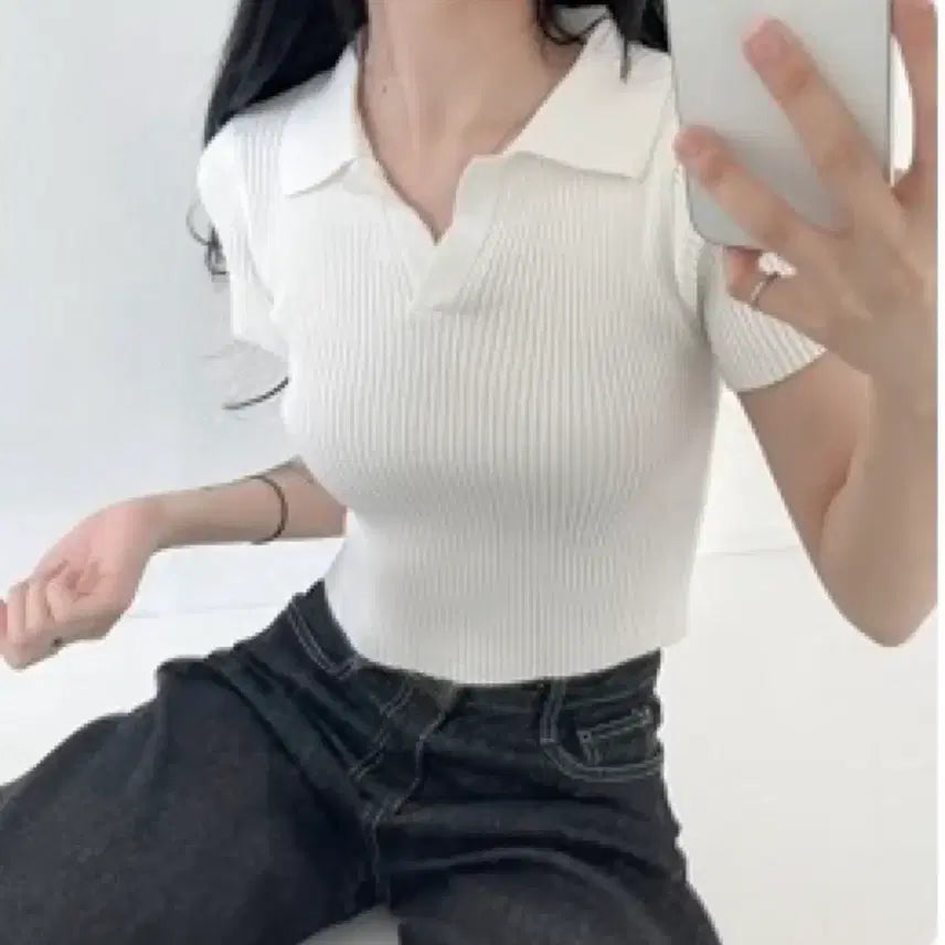 [BUNJANG] Kara Ribbed Collar T-shirt / 카라 골지 티