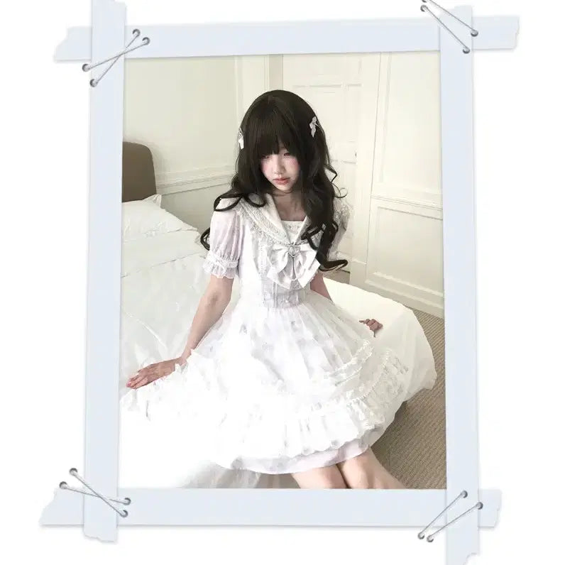 [BUNJANG] Clear Style Sailor Dress / 양산형 클리어 스타일 세라복 레이스 프릴 스위트 드레스(예약판매)