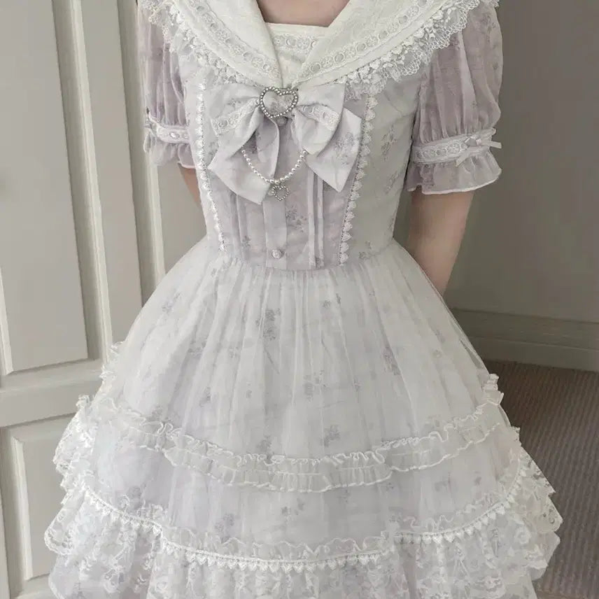 [BUNJANG] Clear Style Sailor Dress / 양산형 클리어 스타일 세라복 레이스 프릴 스위트 드레스(예약판매)