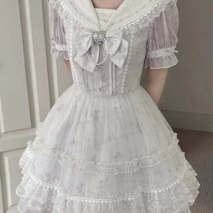 [BUNJANG] Clear Style Sailor Dress / 양산형 클리어 스타일 세라복 레이스 프릴 스위트 드레스(예약판매)