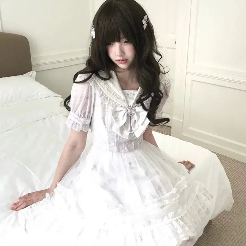 [BUNJANG] Clear Style Sailor Dress / 양산형 클리어 스타일 세라복 레이스 프릴 스위트 드레스(예약판매)