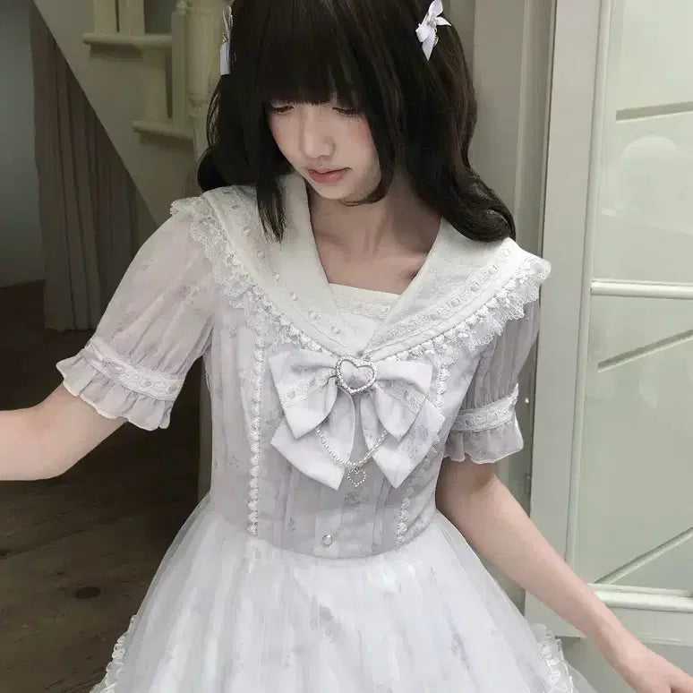 [BUNJANG] Clear Style Sailor Dress / 양산형 클리어 스타일 세라복 레이스 프릴 스위트 드레스(예약판매)
