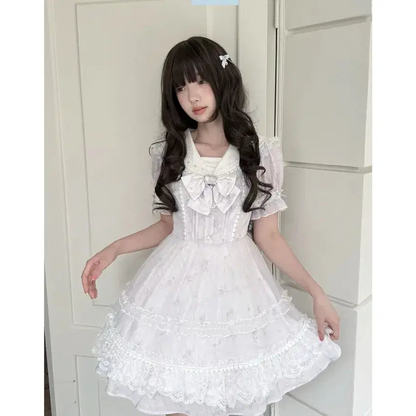 [BUNJANG] Clear Style Sailor Dress / 양산형 클리어 스타일 세라복 레이스 프릴 스위트 드레스(예약판매)