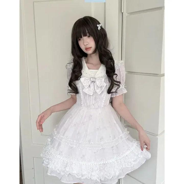 [BUNJANG] Clear Style Sailor Dress / 양산형 클리어 스타일 세라복 레이스 프릴 스위트 드레스(예약판매)