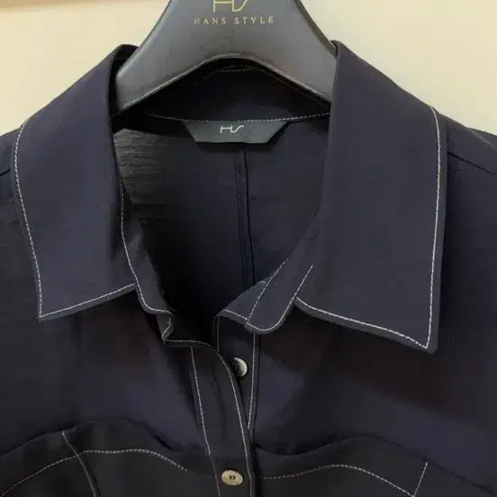 [BUNJANG] Hans Style HS Bustier Shirt Navy Medium / 한스스타일 에이치에스 뷔스티에 셔츠 네이비 미듐사이즈