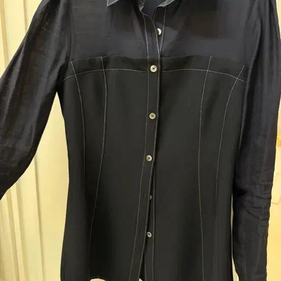 [BUNJANG] Hans Style HS Bustier Shirt Navy Medium / 한스스타일 에이치에스 뷔스티에 셔츠 네이비 미듐사이즈