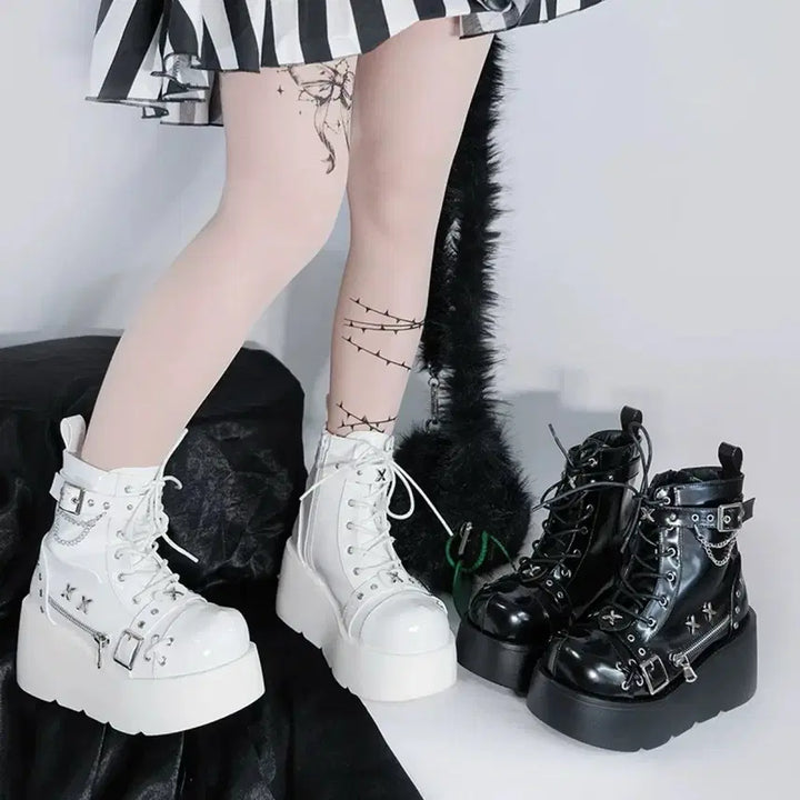 [BUNJANG] Black Platform Walker Boots / 전학생 지뢰계 통굽 워커 부츠 블랙 양도