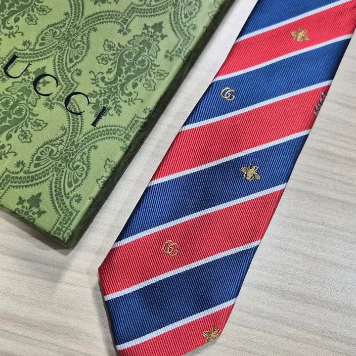[BUNJANG] Gucci Striped Tie (GG/Bee) / 구찌 GUCCI 스트라이프 레드넥타이 (벌/GG/뱀)