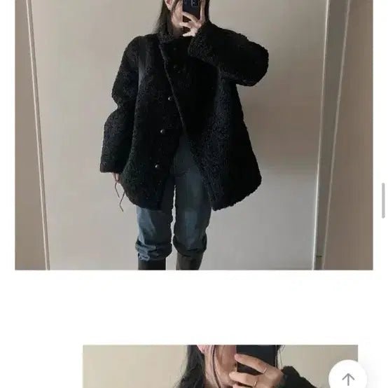 [SOLD OUT] 양털 하이넥 퍼 무스탕 블랙